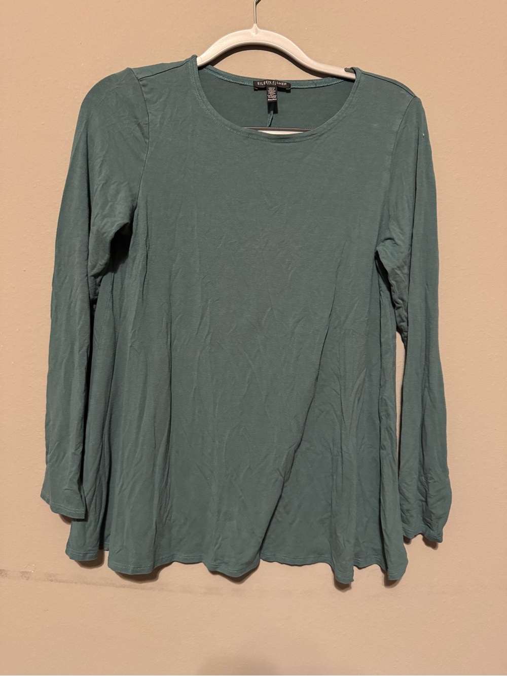 Eileen Fisher Long Sleeve Scoop Neck Tee in Dusty Teal